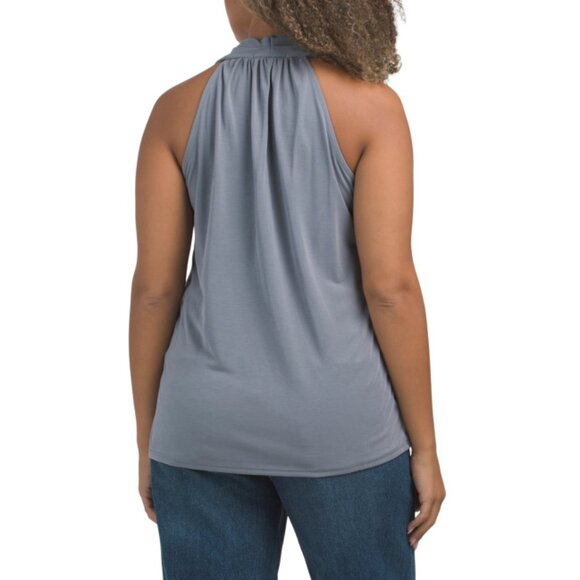 GREEN ENVELOPE Silver V-neck Halter Top - Picture 2 of 2